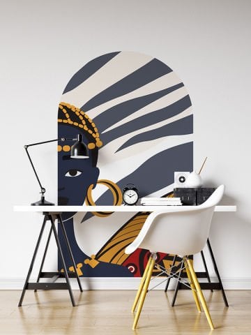 Kendinden Yapışkanlı Oval Kesim Soyut Kabile Desen Duvar Kağıdı Stickeri