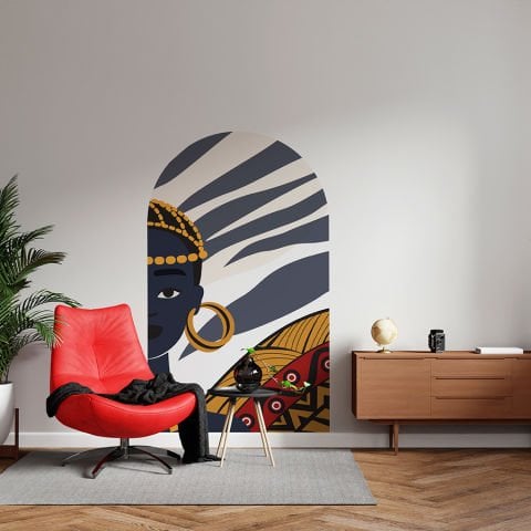 Kendinden Yapışkanlı Oval Kesim Soyut Kabile Desen Duvar Kağıdı Stickeri