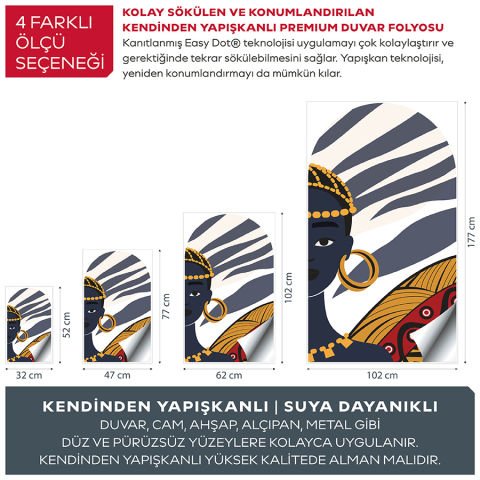 Kendinden Yapışkanlı Oval Kesim Soyut Kabile Desen Duvar Kağıdı Stickeri 30x50cm