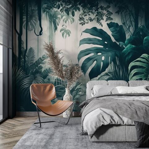 Egzotik Büyük Palmiye Yaprakları Duvar Kağıdı | En:420xBoy:285 cm.