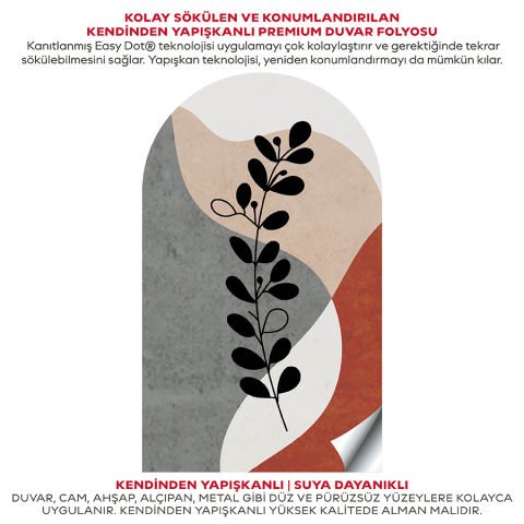 Kendinden Yapışkanlı Oval Kesim Bohem Bitki Sanatı Duvar Kağıdı Stickeri