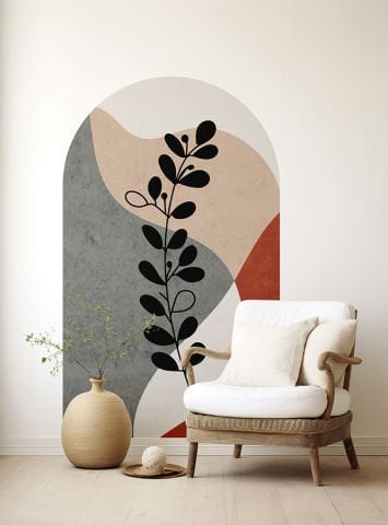 Kendinden Yapışkanlı Oval Kesim Bohem Bitki Sanatı Duvar Kağıdı Stickeri