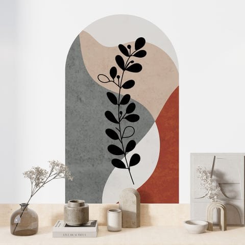 Kendinden Yapışkanlı Oval Kesim Bohem Bitki Sanatı Duvar Kağıdı Stickeri