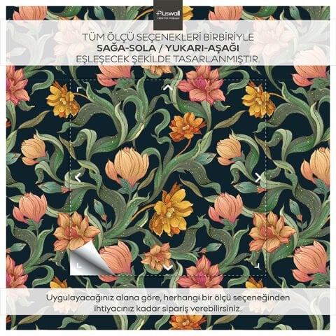 Çiçek Desenli Duvar Kağıdı, Kendinden Yapışkanlı Birçok Yüzeye Uygun Çok Amaçlı PVC Folyo