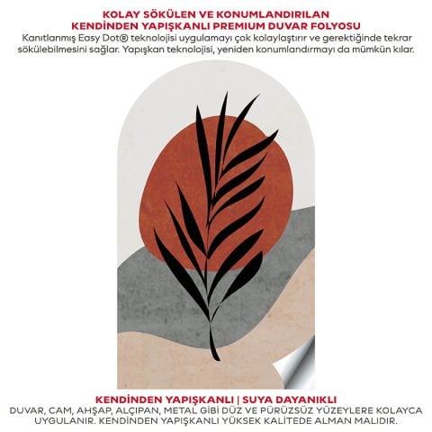 Kendinden Yapışkanlı Oval Kesim Bohem Botanik Sanatı Duvar Kağıdı Stickeri