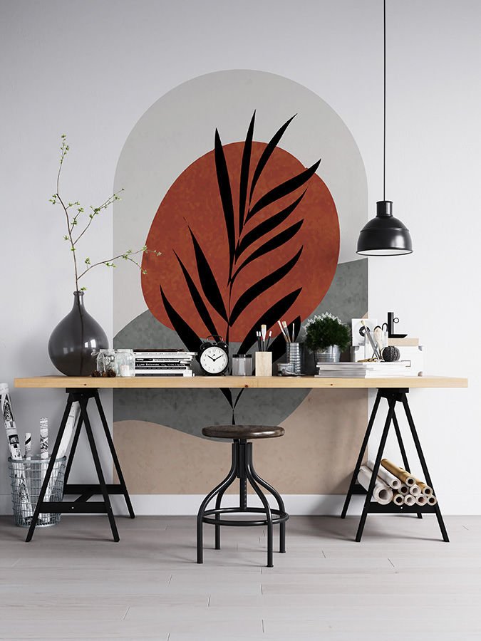 Kendinden Yapışkanlı Oval Kesim Bohem Botanik Sanatı Duvar Kağıdı Stickeri