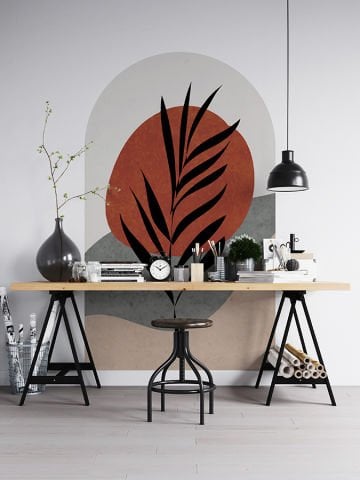 Kendinden Yapışkanlı Oval Kesim Bohem Botanik Sanatı Duvar Kağıdı Stickeri