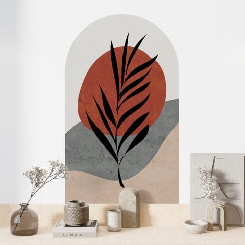 Kendinden Yapışkanlı Oval Kesim Bohem Botanik Sanatı Duvar Kağıdı Stickeri