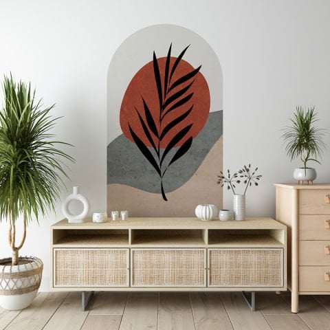 Kendinden Yapışkanlı Oval Kesim Bohem Botanik Sanatı Duvar Kağıdı Stickeri