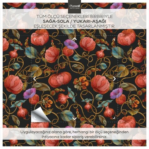 Fantazi Çiçekler Duvar Kağıdı, Kendinden Yapışkanlı Çok Amaçlı PVC Folyo, DIY Duvar Kağıdı