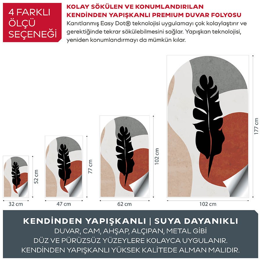 Kendinden Yapışkanlı Oval Kesim Bohem Soyut Duvar Kağıdı Stickeri 60x100cm