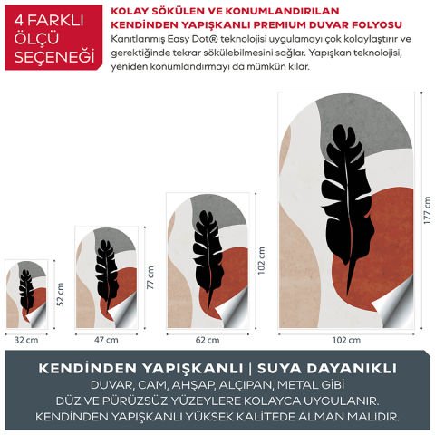 Kendinden Yapışkanlı Oval Kesim Bohem Soyut Duvar Kağıdı Stickeri 60x100cm