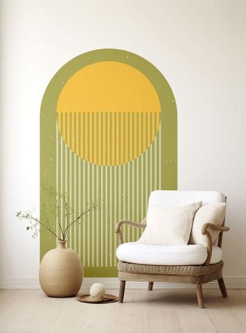 Kendinden Yapışkanlı Oval Kesim Retro Hipster Duvar Kağıdı Stickeri