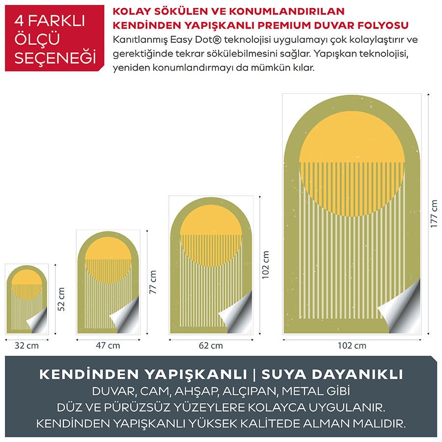 Kendinden Yapışkanlı Oval Kesim Retro Hipster Duvar Kağıdı Stickeri 60x100cm