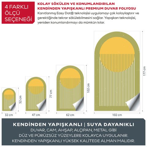 Kendinden Yapışkanlı Oval Kesim Retro Hipster Duvar Kağıdı Stickeri 45x75cm