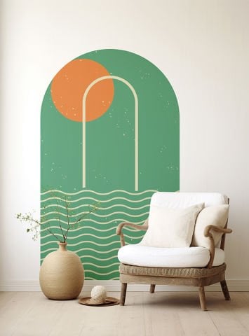 Kendinden Yapışkanlı Oval Kesim Minimal Geometrik Tasarım Duvar Kağıdı Stickeri