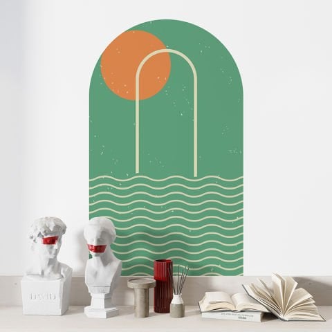 Kendinden Yapışkanlı Oval Kesim Minimal Geometrik Tasarım Duvar Kağıdı Stickeri