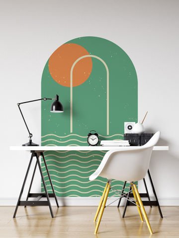 Kendinden Yapışkanlı Oval Kesim Minimal Geometrik Tasarım Duvar Kağıdı Stickeri