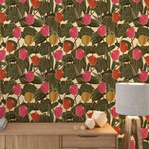 Soft Laleler Duvar Kağıdı, Kendinden Yapışkanlı Çok Amaçlı PVC Folyo, DIY Duvar Kağıdı