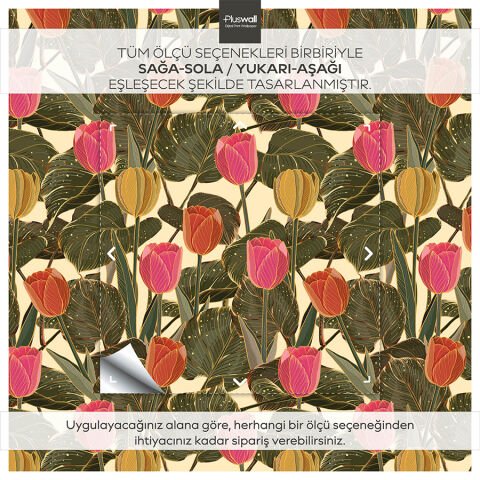 Soft Laleler Duvar Kağıdı, Kendinden Yapışkanlı Çok Amaçlı PVC Folyo, DIY Duvar Kağıdı