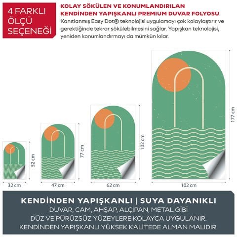 Kendinden Yapışkanlı Oval Kesim Minimal Geometrik Tasarım Duvar Kağıdı Stickeri 60x100cm