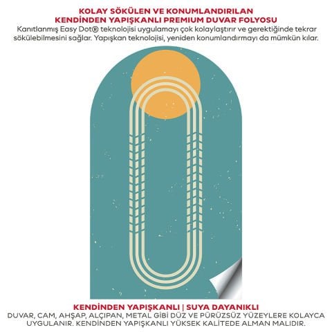 Kendinden Yapışkanlı Oval Kesim Retro Sanat Duvar Kağıdı Stickeri