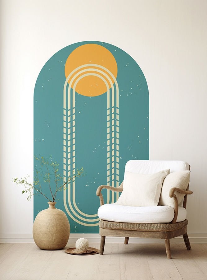 Kendinden Yapışkanlı Oval Kesim Retro Sanat Duvar Kağıdı Stickeri