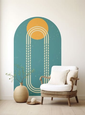 Kendinden Yapışkanlı Oval Kesim Retro Sanat Duvar Kağıdı Stickeri