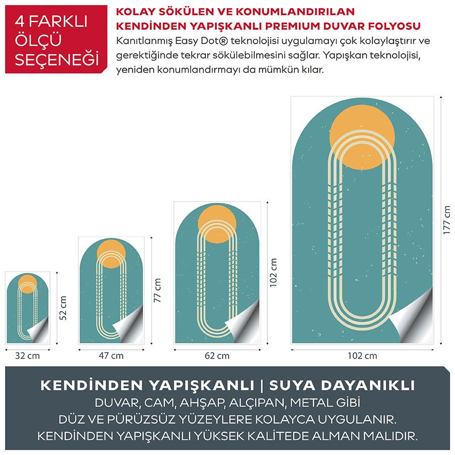 Kendinden Yapışkanlı Oval Kesim Retro Sanat Duvar Kağıdı Stickeri 45x75cm