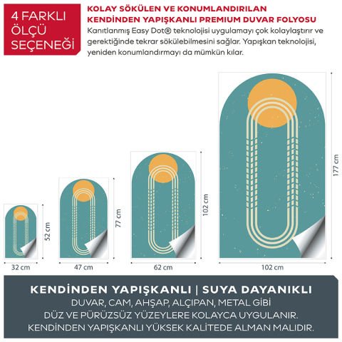 Kendinden Yapışkanlı Oval Kesim Retro Sanat Duvar Kağıdı Stickeri 45x75cm