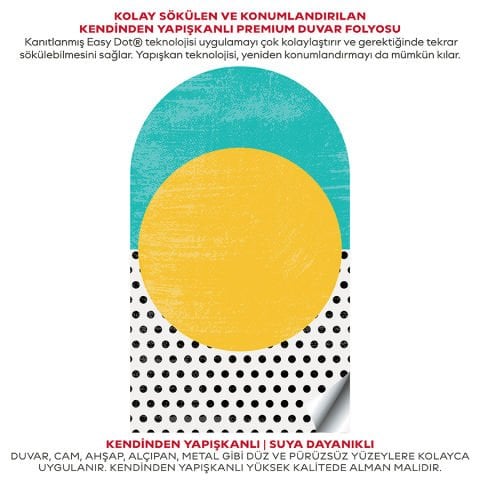 Kendinden Yapışkanlı Oval Kesim Bauhaus Geometrik Sanat Duvar Kağıdı Stickeri