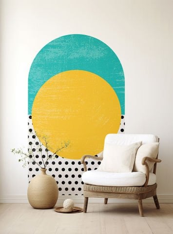 Kendinden Yapışkanlı Oval Kesim Bauhaus Geometrik Sanat Duvar Kağıdı Stickeri