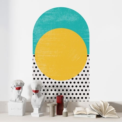 Kendinden Yapışkanlı Oval Kesim Bauhaus Geometrik Sanat Duvar Kağıdı Stickeri