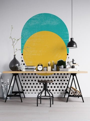 Kendinden Yapışkanlı Oval Kesim Bauhaus Geometrik Sanat Duvar Kağıdı Stickeri