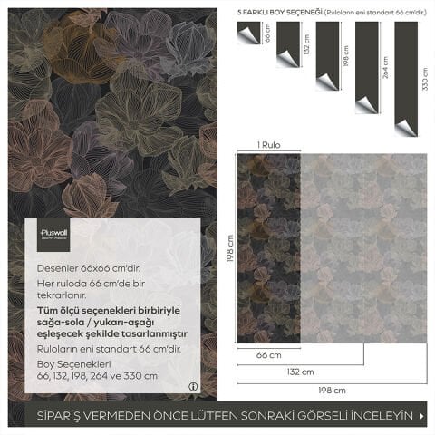 Ilüstrasyon Çiçek Sanatı Duvar Kağıdı, Kendinden Yapışkanlı Çok Amaçlı PVC Folyo, DIY Duvar Kağıdı