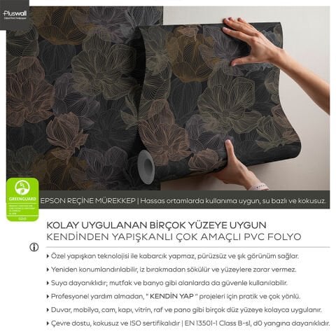 Ilüstrasyon Çiçek Sanatı Duvar Kağıdı, Kendinden Yapışkanlı Çok Amaçlı PVC Folyo, DIY Duvar Kağıdı