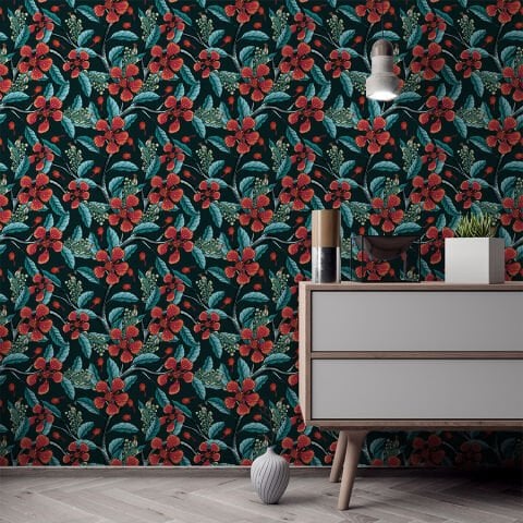 Barbados Çiçekleri Duvar Kağıdı, Kendinden Yapışkanlı Çok Amaçlı PVC Folyo, DIY Duvar