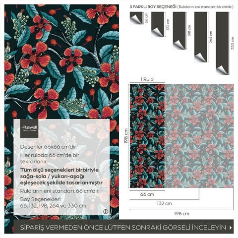 Barbados Çiçekleri Duvar Kağıdı, Kendinden Yapışkanlı Çok Amaçlı PVC Folyo, DIY Duvar