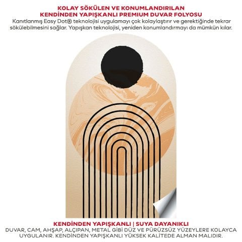 Kendinden Yapışkanlı Oval Kesim Minimal Geometrik Duvar Kağıdı Stickeri
