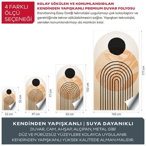 Kendinden Yapışkanlı Oval Kesim Minimal Geometrik Duvar Kağıdı Stickeri