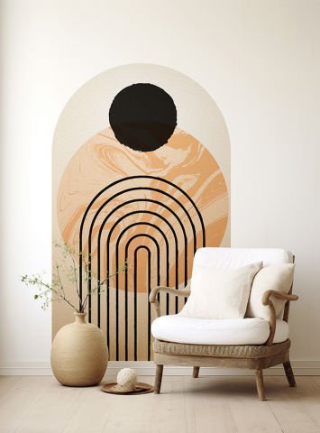 Kendinden Yapışkanlı Oval Kesim Minimal Geometrik Duvar Kağıdı Stickeri