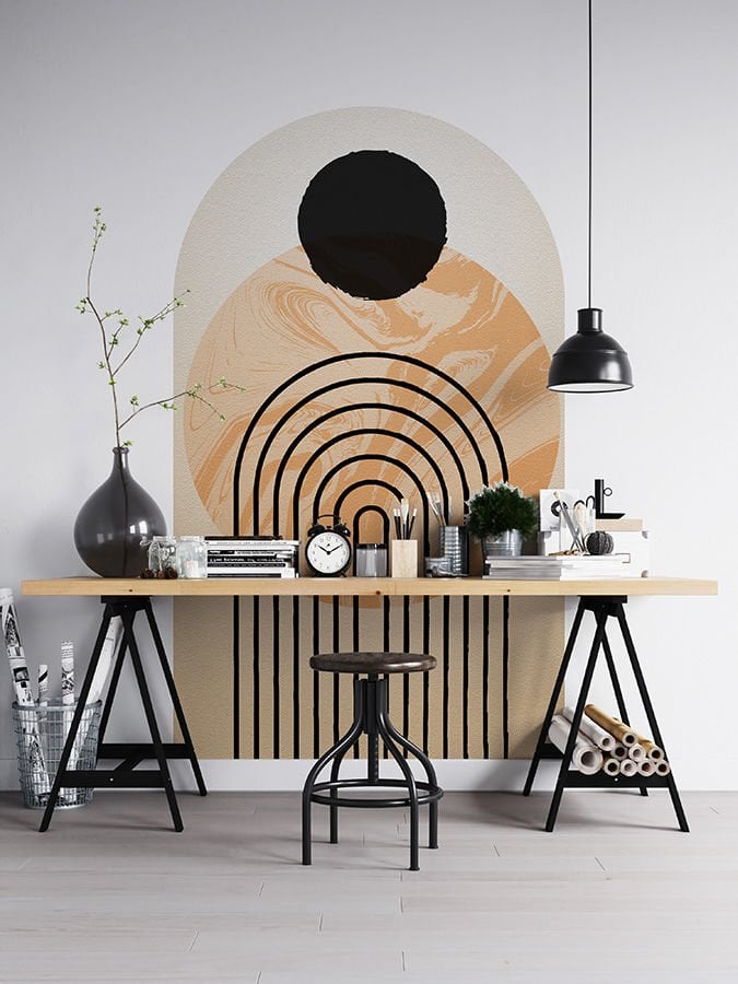 Kendinden Yapışkanlı Oval Kesim Minimal Geometrik Duvar Kağıdı Stickeri