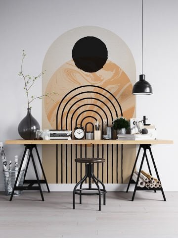 Kendinden Yapışkanlı Oval Kesim Minimal Geometrik Duvar Kağıdı Stickeri