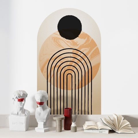 Kendinden Yapışkanlı Oval Kesim Minimal Geometrik Duvar Kağıdı Stickeri
