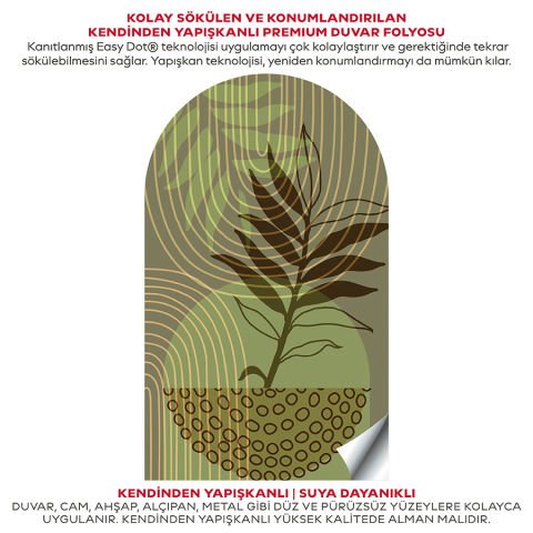 Kendinden Yapışkanlı Oval Kesim Soyut Botanikal Duvar Kağıdı Stickeri