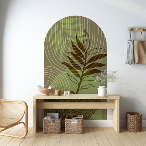 Kendinden Yapışkanlı Oval Kesim Soyut Botanikal Duvar Kağıdı Stickeri
