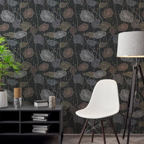 Lotus Çiçekleri Kendinden Yapışkanlı Duvar Kağıdı, Çok Amaçlı PVC Folyo, DIY Duvar Kağıdı