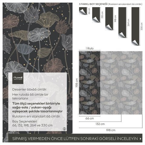 Lotus Çiçekleri Kendinden Yapışkanlı Duvar Kağıdı, Çok Amaçlı PVC Folyo, DIY Duvar Kağıdı