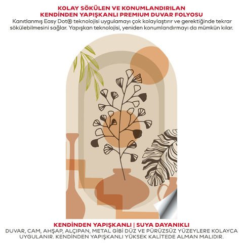 Kendinden Yapışkanlı Oval Kesim Bohem Art Duvar Kağıdı Stickeri