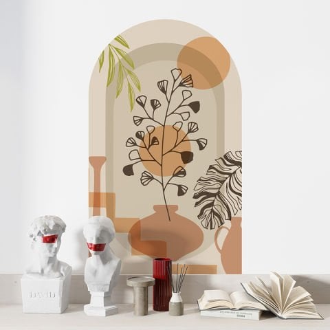 Kendinden Yapışkanlı Oval Kesim Bohem Art Duvar Kağıdı Stickeri